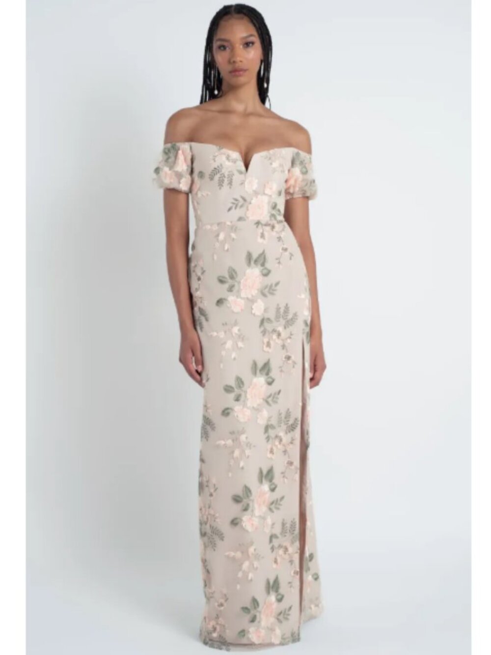 Floral Blush Sand Dune Off the Shoulder Gown Style Lynette Size 14